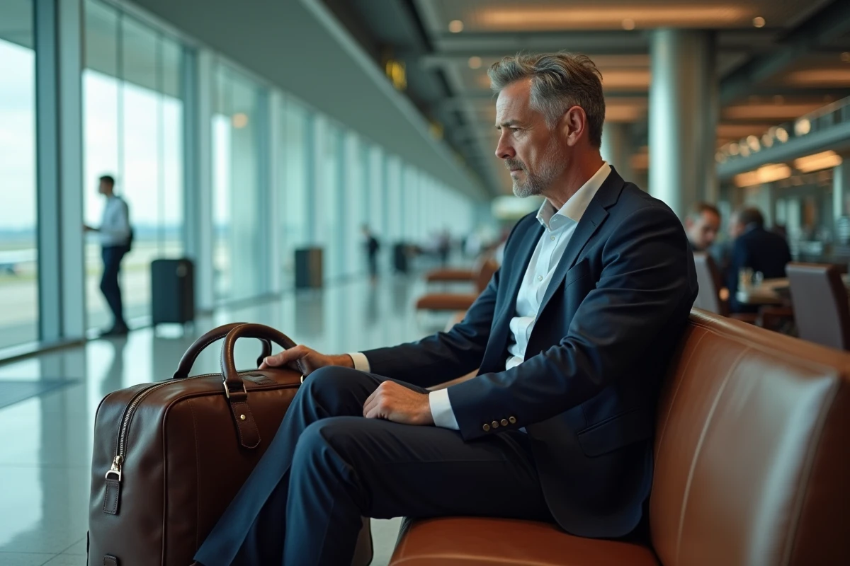 Homme en costume avec sac à l